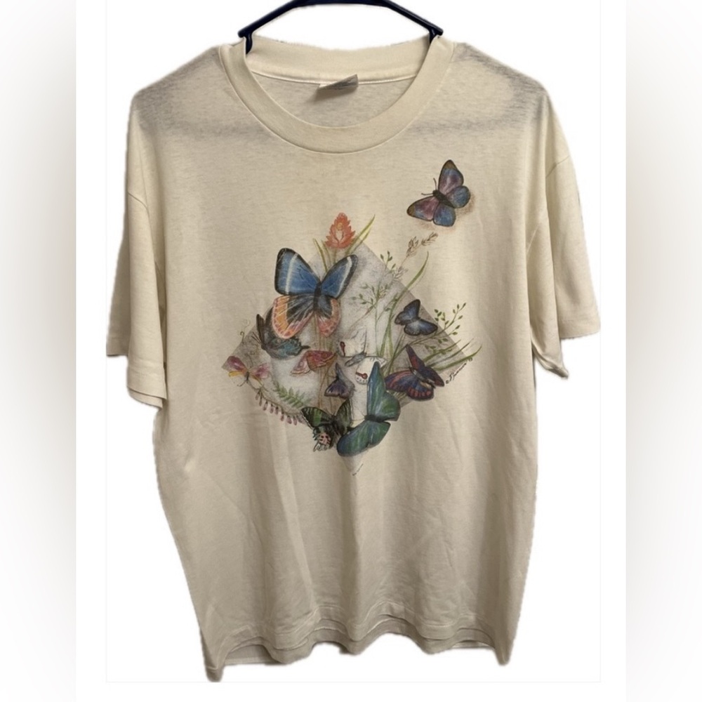 Vintage 1993 Hanes Women’s size Large Cottagecore Butterfly Shirt